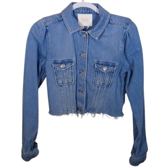 Paige Cropped Pacey Denim Jacket XS - Picture 1 of 14